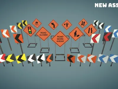 Construction prop sets Low-poly 3D model