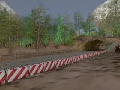 8Track train tunnel in mountains Low-poly 3D model