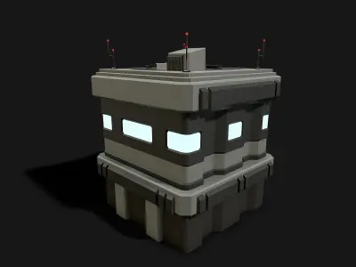 Lowpoly Modular Scifi Building  Low-poly 3D model
