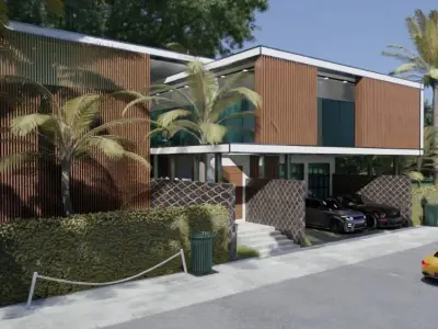 Elegant Modern Architectural Exterior Low-poly 3D model