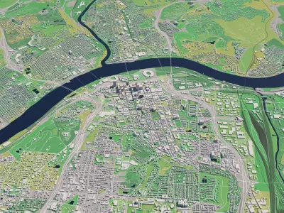 Cincinnati Ohio USA 30x30km City Map 3D model