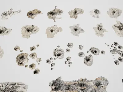 150 Bullet Hole Wall Damage Decals Texture