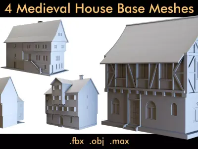 4 Medieval House- Base Meshes 3D model