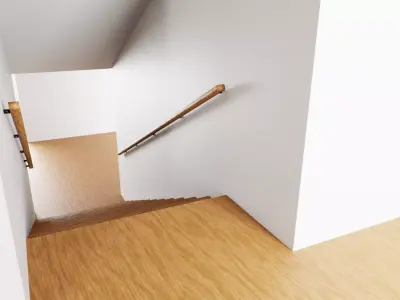 Interior with Staircase - Base Unfurnished Environment Low-poly 3D model