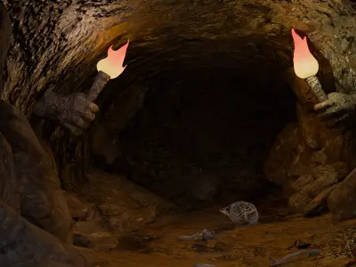 Ancient Cave CGI Low-poly 3D model