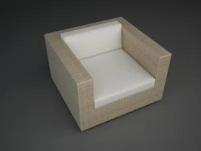 Modular Rattan Furniture Set 4 3D model