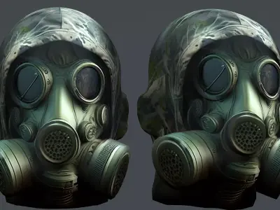 Gas mask helmet 3d model military combat Low-poly Low-poly 3D model 20