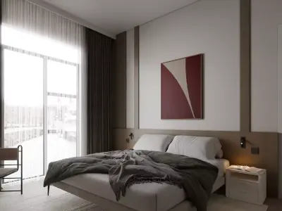 Modern bedroom Low-poly 3D model