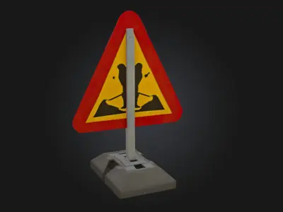 Roadwork Ahead Sign Warning Traffic Sign Model 3D model
