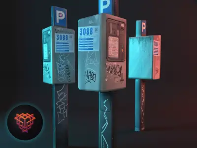 Parking meters Low-poly 3D model