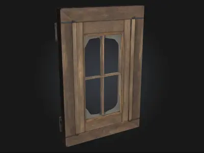 Rustic Window Frame Weathered Wooden 3D model