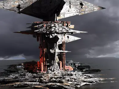 Sci-Fi Dark Egyptian scepterTower 3D model