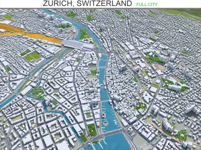 Zurich City Switzerland Low-poly 3D model