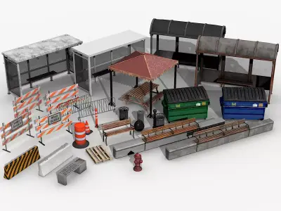 Urban Street Pack Low-poly 3D model