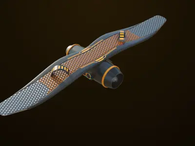  Sci Fi Hoverboard 6 All PBR Unity UE Textures Included Low-poly 3D model