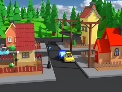 Cartoon Village  3D model