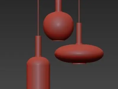 Collect lighting brass and ellipse suspension pendant light 3D model
