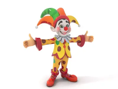 Colorful Clown Character Rigged and Animated for Games Low-poly 3D model
