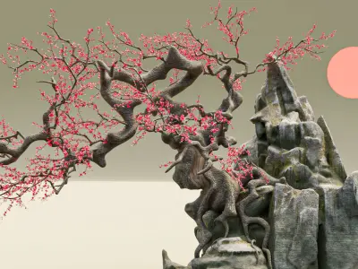 Old Peach Blossom Tree 3D model