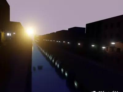 CITY LIGHTS - oil painting on canvas - recreation in blender 3D model