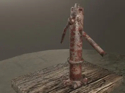 Fountain and bench Low-poly 3D model