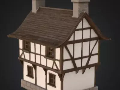 Medieval Tudor Style House Low-poly 3D model