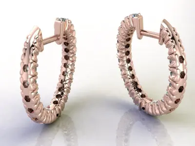 Diamond Hoop Earrings Creole 3D print model