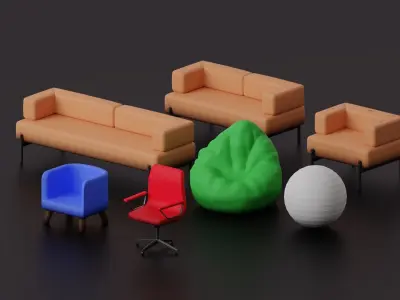 Office Props Softpack Low-poly 3D model