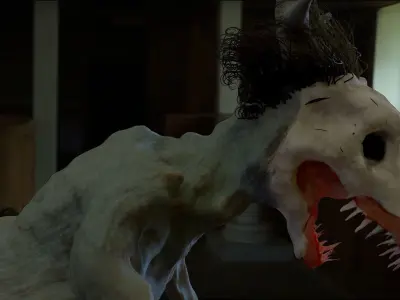 Rigged Wendigo Alien character Low-poly 3D model