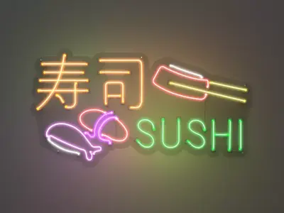 Sushi 1 - Neon Sign 3D model