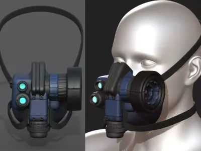 Gas mask scifi futuristic military combat  Low-poly 3D model