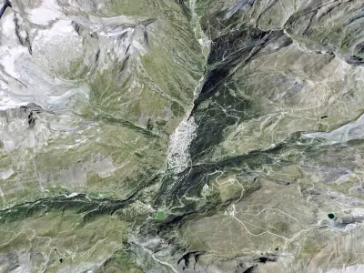 Mountain landscape and city  Zermatt Switzerland 3D model