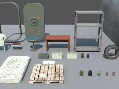 Post-Apocalyptic Props Asset Pack Low-poly 3D model