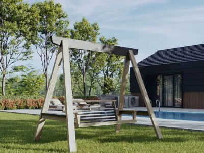 Garden swing 3D model 7