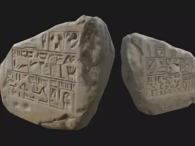 Ancient Carved Stone Game-Ready Low-poly 3D model