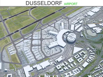 Dusseldorf Airport 10km Low-poly 3D model
