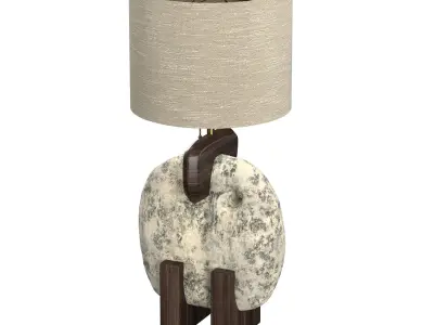 Stone silk wood table lamp 3D model
