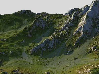 Grass Map Mountains Low-poly 3D model