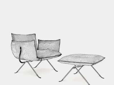 Armchair with ottomane 3D model