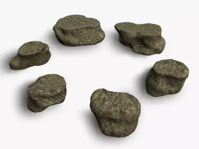 Short Flat Rocks - Dirt Low-poly 3D model