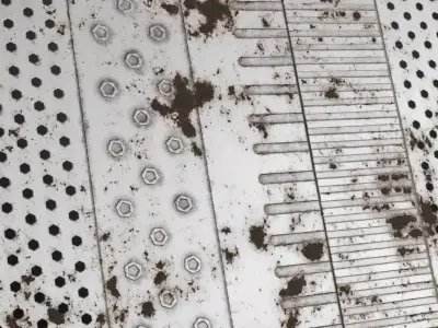 Panel Patterns Rust Metal Trimsheet Transparent PBR Seamless Texture