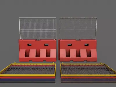 PBR Traffic Barrier Red Low-poly 3D model