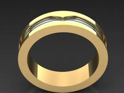 Light Gold Diamond Men Ring 2MR087 3D model