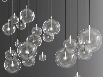 Glass Globe Mobile Cluster Chandelier 3D model