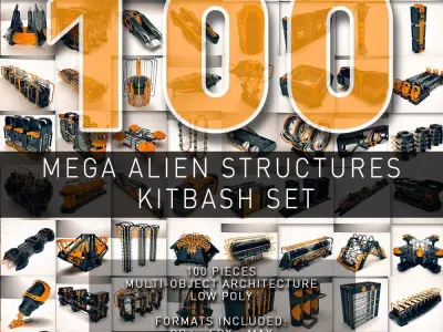 Mega Alien Structures - 100 Models Kitbash Set 3D model