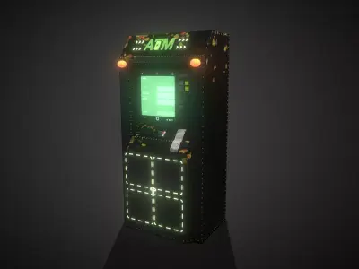 Cyberpunk ATM  Halloween Edition  Low Poly Game Ready Model Low-poly 3D model
