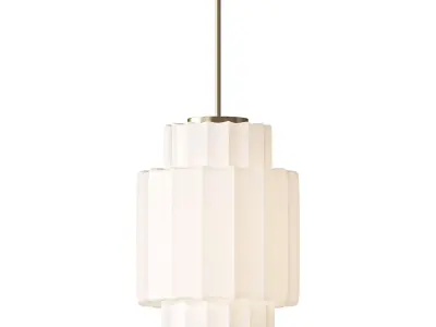 Antique Brass Tiered Opal White Glass Pendant Light D33 3D model