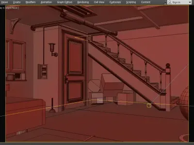 Basement laboratory Low-poly 3D model