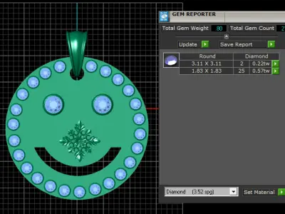 smiley face gold pendant 3D printable model       3D print model