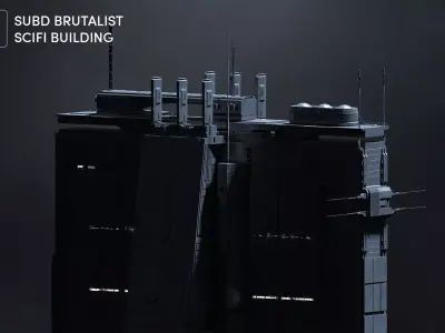 Brutalist Scifi Future Building 10  3D model